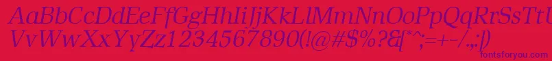 Czcionka RustikaItalic – fioletowe czcionki na czerwonym tle
