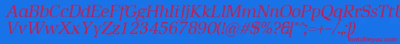 RustikaItalic Font – Red Fonts on Blue Background