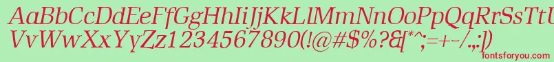 RustikaItalic Font – Red Fonts on Green Background