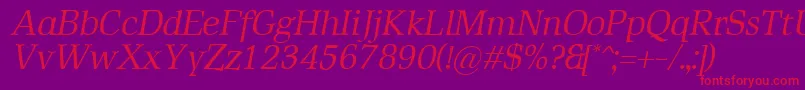 RustikaItalic Font – Red Fonts on Purple Background