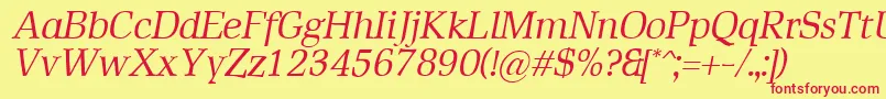 RustikaItalic Font – Red Fonts on Yellow Background