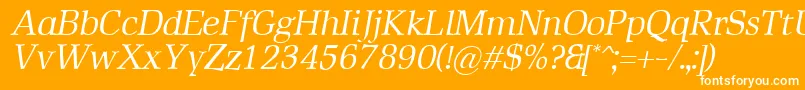 RustikaItalic-Schriftart – Weiße Schriften auf orangefarbenem Hintergrund