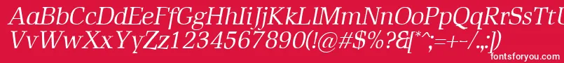 フォントRustikaItalic – 赤い背景に白い文字