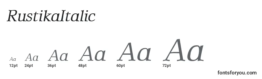 Размеры шрифта RustikaItalic