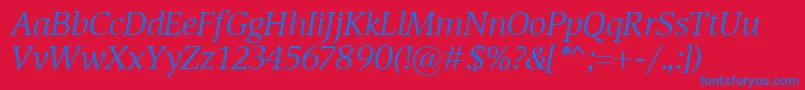 DevinItalic Font – Blue Fonts on Red Background