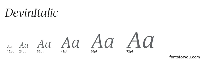 Размеры шрифта DevinItalic