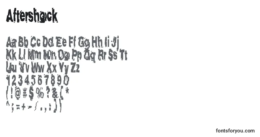 Шрифт Aftershock – алфавит, цифры, специальные символы