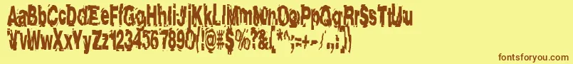 フォントAftershock – 茶色の文字が黄色の背景にあります。