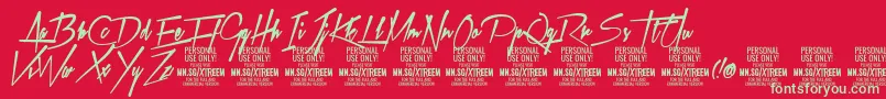 XtreemfatPersonalUse Font – Green Fonts on Red Background