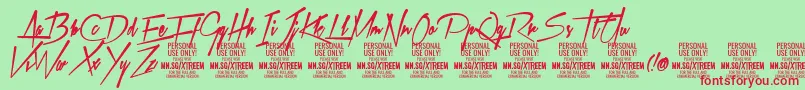 XtreemfatPersonalUse Font – Red Fonts on Green Background