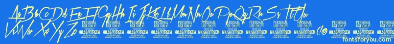 XtreemfatPersonalUse Font – Yellow Fonts on Blue Background