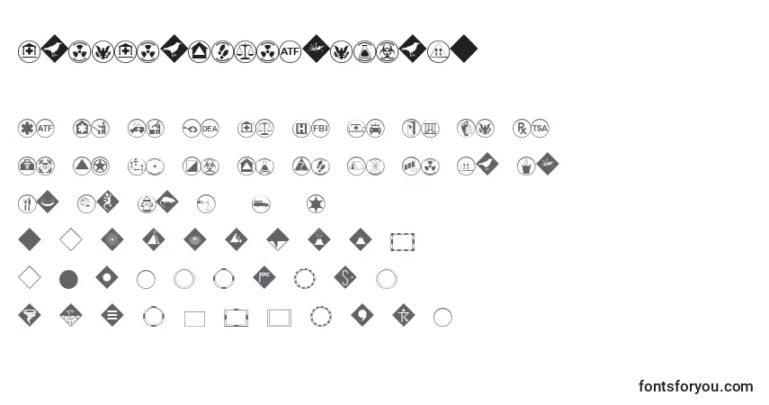 Czcionka EsriErsOperationsS1 – alfabet, cyfry, specjalne znaki