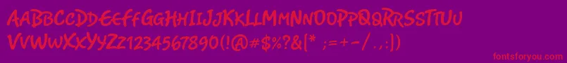 RomyCaps Font – Red Fonts on Purple Background