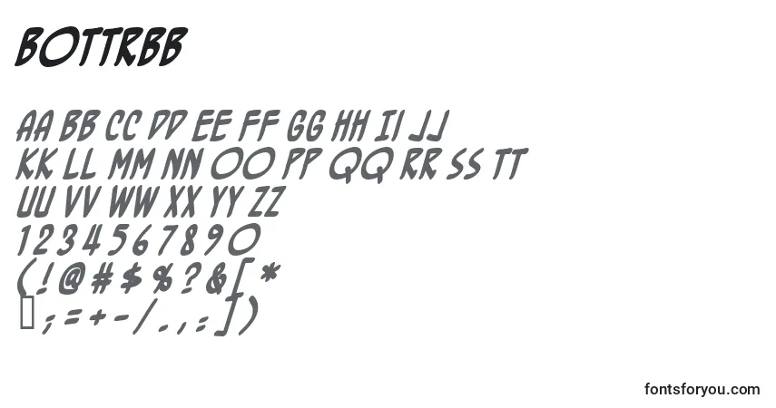A fonte Bottrbb – alfabeto, números, caracteres especiais