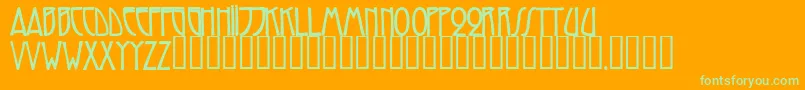 TrilliumcapssskBold-Schriftart – Grüne Schriften auf orangefarbenem Hintergrund