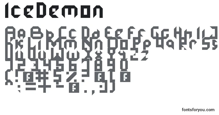 Schriftart IceDemon – Alphabet, Zahlen, spezielle Symbole