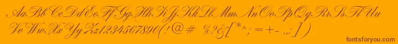 フォントHogarthscriptc – オレンジの背景に茶色のフォント