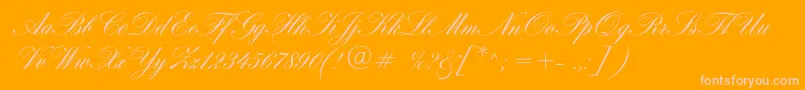 Hogarthscriptc-Schriftart – Rosa Schriften auf orangefarbenem Hintergrund