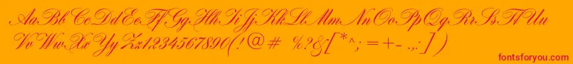 Hogarthscriptc-Schriftart – Rote Schriften auf orangefarbenem Hintergrund