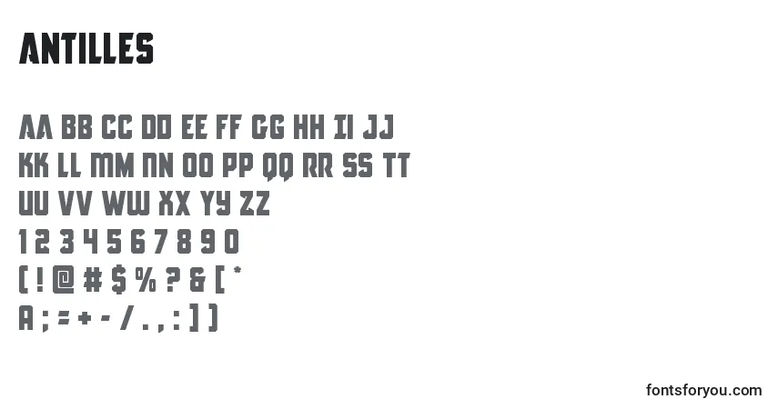 Шрифт Antilles – алфавит, цифры, специальные символы