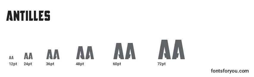 Размеры шрифта Antilles