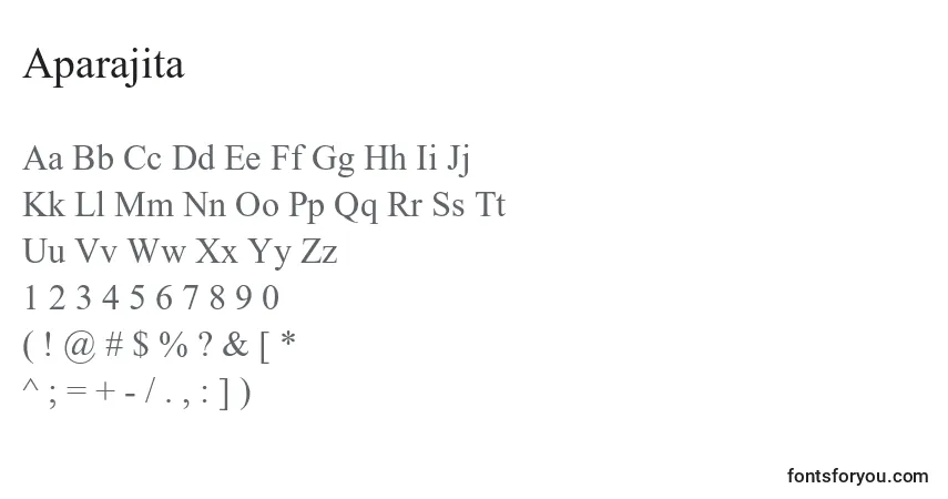 Шрифт Aparajita – алфавит, цифры, специальные символы