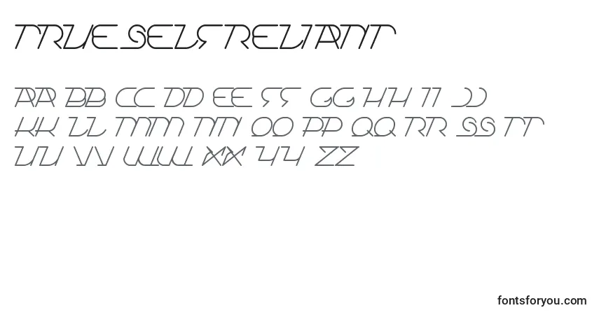 A fonte TrueSelfReliant – alfabeto, números, caracteres especiais