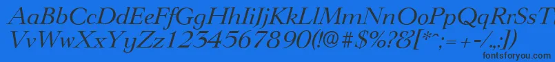 LingwoodserialItalic-fontti – mustat fontit sinisellä taustalla