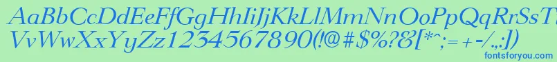 LingwoodserialItalic-fontti – siniset fontit vihreällä taustalla