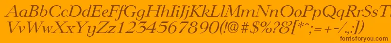 LingwoodserialItalic-fontti – ruskeat fontit oranssilla taustalla