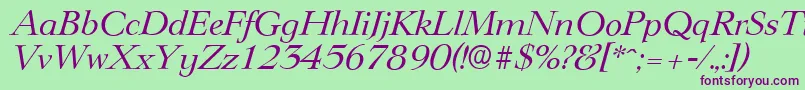 LingwoodserialItalic Font – Purple Fonts on Green Background