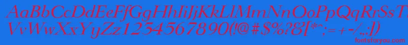 LingwoodserialItalic Font – Red Fonts on Blue Background