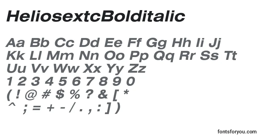 Schriftart HeliosextcBolditalic – Alphabet, Zahlen, spezielle Symbole
