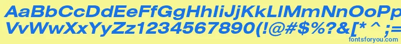 HeliosextcBolditalic Font – Blue Fonts on Yellow Background
