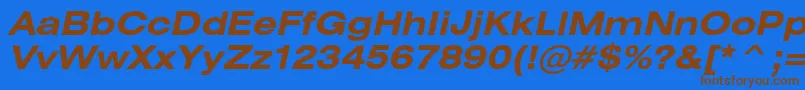 HeliosextcBolditalic Font – Brown Fonts on Blue Background
