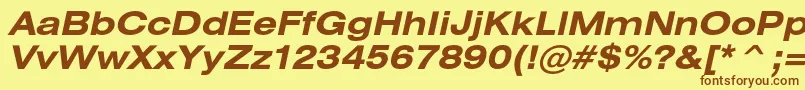HeliosextcBolditalic Font – Brown Fonts on Yellow Background