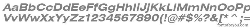 HeliosextcBolditalic-fontti – harmaat kirjasimet valkoisella taustalla