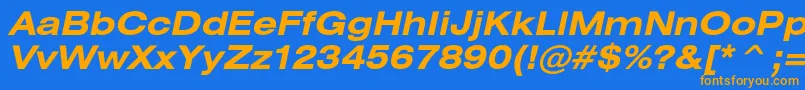 HeliosextcBolditalic Font – Orange Fonts on Blue Background