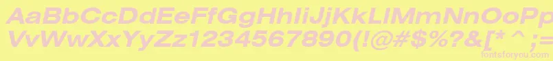 HeliosextcBolditalic Font – Pink Fonts on Yellow Background