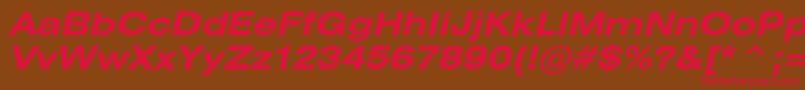 HeliosextcBolditalic Font – Red Fonts on Brown Background