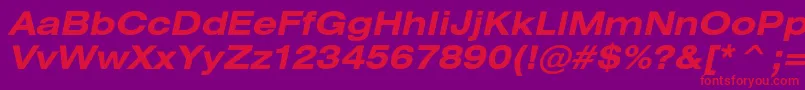 HeliosextcBolditalic Font – Red Fonts on Purple Background