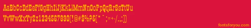 Fonte OldTimeCondensed – fontes laranjas em um fundo vermelho