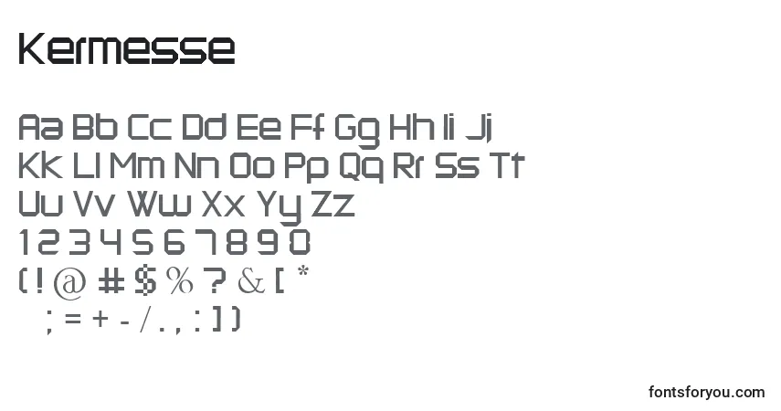 Schriftart Kermesse – Alphabet, Zahlen, spezielle Symbole