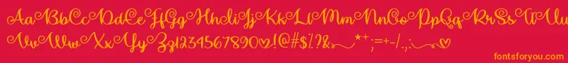 フォントMakeMagicHappenTtf – 赤い背景にオレンジの文字