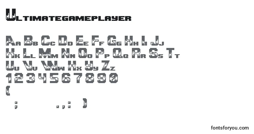Schriftart Ultimategameplayer – Alphabet, Zahlen, spezielle Symbole