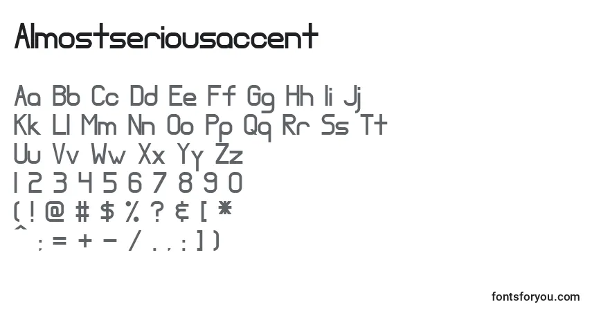 Schriftart Almostseriousaccent – Alphabet, Zahlen, spezielle Symbole