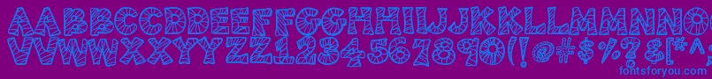 Kb3spiderpatch-Schriftart – Blaue Schriften auf violettem Hintergrund