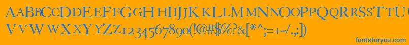 TiascoosscapssskRegular Font – Blue Fonts on Orange Background