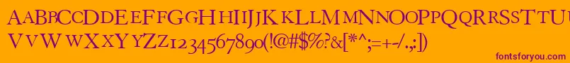 TiascoosscapssskRegular Font – Purple Fonts on Orange Background