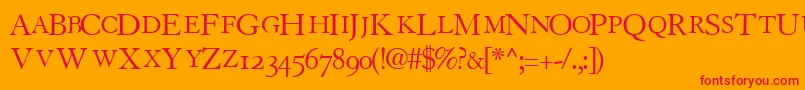 TiascoosscapssskRegular Font – Red Fonts on Orange Background